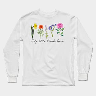 Wildflower Teacher Aide Shirt, Personalized Retro Paraprofessional Tee, Custom Para Sweater, Para Squad, Para Team Shirt, Teacher Assistant Long Sleeve T-Shirt